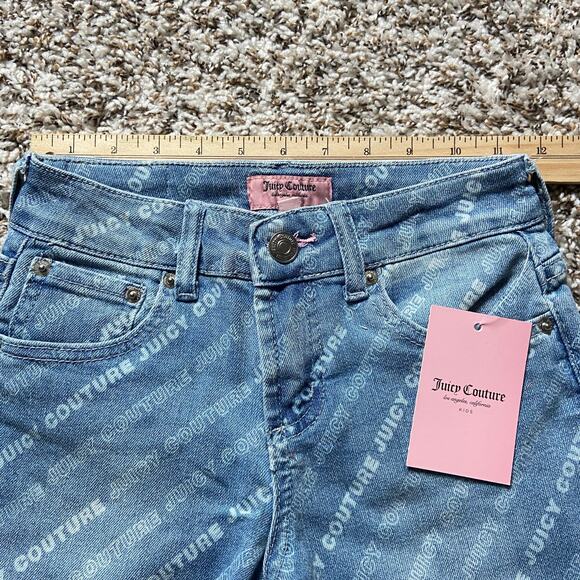 Juicy Couture Kids All Over Print Straight Jean Girls 8 Med Wash Stretch Denim - Picture 10 of 11